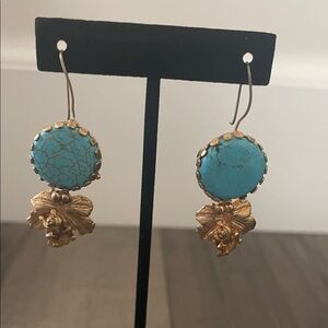 Elegant Gold and Turquoise Earrings